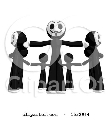 Clipart of a Group of Little Anarchists in a Circle - Royalty Free Illustration by Leo Blanchette