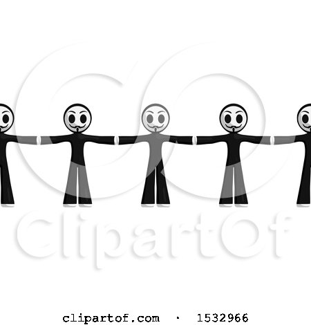 Clipart of a Group of Little Anarchists Standing Together - Royalty Free Illustration by Leo Blanchette