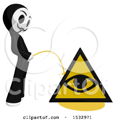 Clipart of a Little Anarchist Pissing on an Illuminati Symbol - Royalty Free Illustration by Leo Blanchette