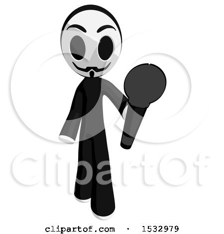 Clipart of a Little Anarchist Holding out a Microphone - Royalty Free Illustration by Leo Blanchette