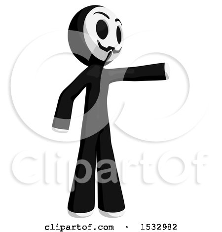 Clipart of a Little Anarchist Pointing to the Right - Royalty Free Illustration by Leo Blanchette