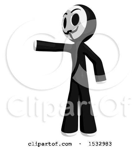 Clipart of a Little Anarchist Pointing to the Left - Royalty Free Illustration by Leo Blanchette