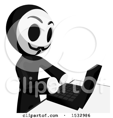 Clipart of a Little Anarchist Hacking on a Laptop - Royalty Free Illustration by Leo Blanchette