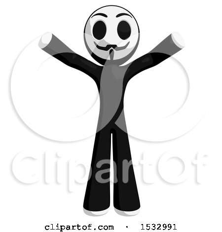 Clipart of a Little Anarchist Holding up His Arms - Royalty Free Illustration by Leo Blanchette