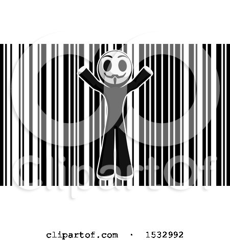 Clipart of a Little Anarchist over a Bar Code - Royalty Free Illustration by Leo Blanchette
