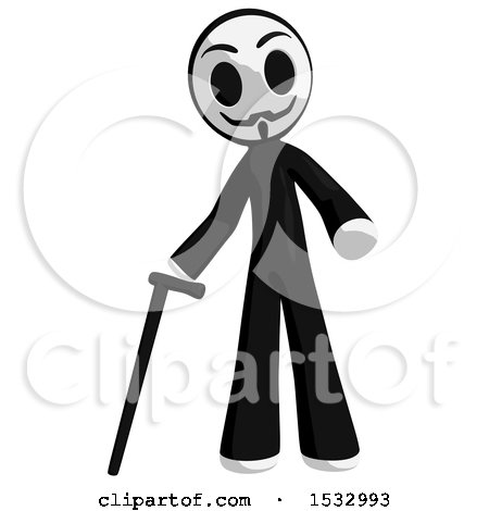 Clipart of a Little Anarchist Walking with a Cane - Royalty Free Illustration by Leo Blanchette