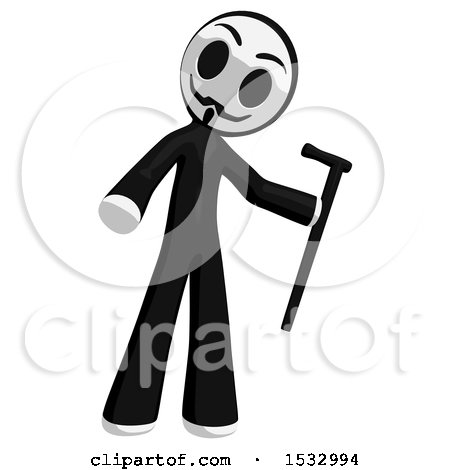 Clipart of a Little Anarchist Holding a Cane - Royalty Free Illustration by Leo Blanchette