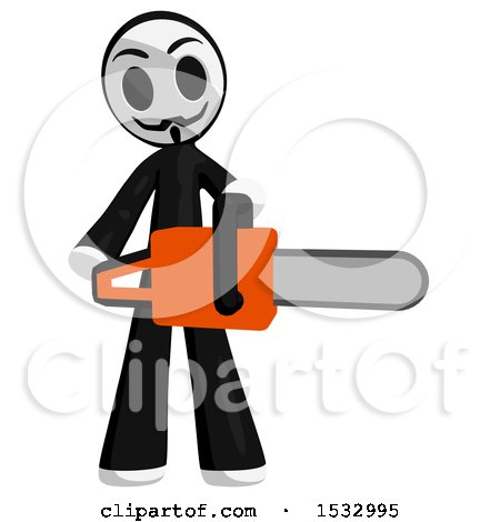 Clipart of a Little Anarchist Holding a Chainsaw - Royalty Free Illustration by Leo Blanchette