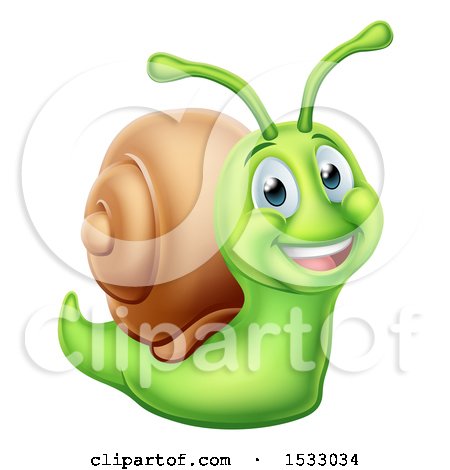 Clipart of a Cheerful Green Snail - Royalty Free Vector Illustration by AtStockIllustration