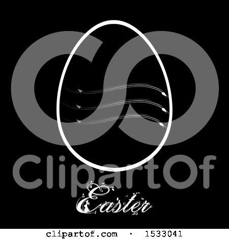 Clipart of a White Easter Egg and Text on Black - Royalty Free Vector Illustration by elaineitalia
