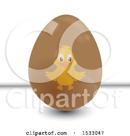 Clipart of a Chick on an Easter Egg - Royalty Free Vector Illustration by elaineitalia