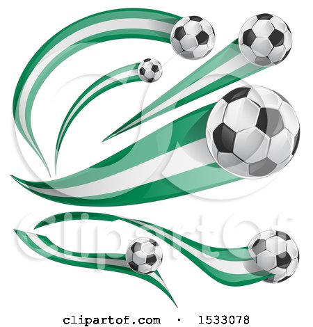 Clipart of 3d Soccer Balls and Nigerian Flags - Royalty Free Vector Illustration by Domenico Condello