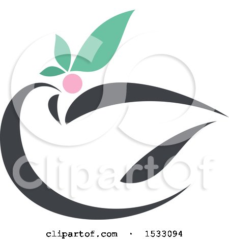 Clipart of a White Peace Dove with an Olive Branch - Royalty Free Vector Illustration by elena