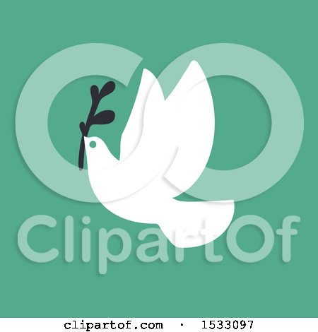 Clipart of a White Peace Dove with an Olive Branch on a Green Background - Royalty Free Vector Illustration by elena
