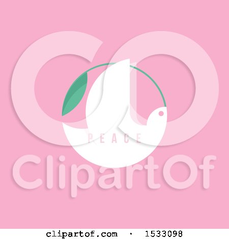 Clipart of a White Peace Dove with an Olive Branch on a Pink Background - Royalty Free Vector Illustration by elena