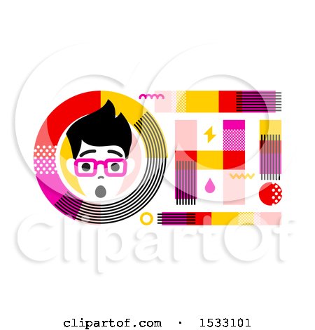 Clipart of a Gasping Man in an Oh Design - Royalty Free Vector Illustration by elena