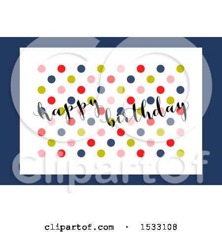 Clipart of a Happy Birthday Design with Polka Dots - Royalty Free Vector Illustration by elena