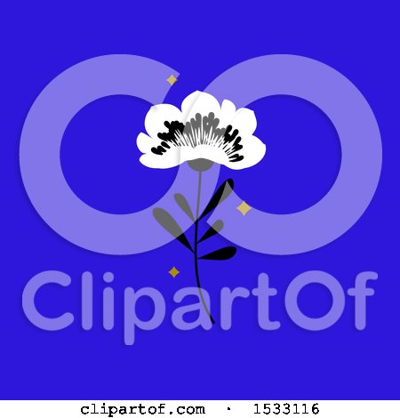 Clipart of a Flower with Stars on Blue - Royalty Free Vector Illustration by elena