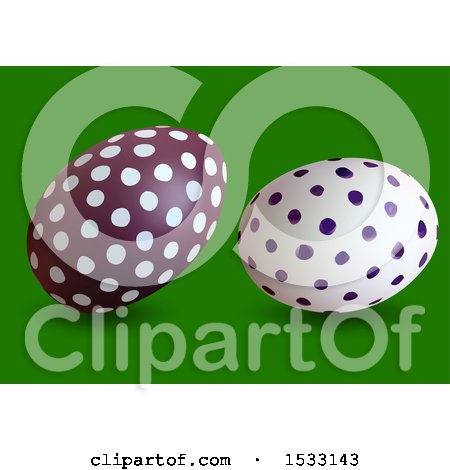 Clipart of 3d Easter Eggs on a Green Background - Royalty Free Vector Illustration by dero