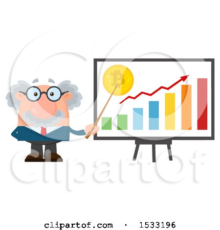 Clipart of a Male Science Professor Discussing Bitcoin - Royalty Free Vector Illustration by Hit Toon