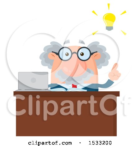 Clipart of a Male Science Professor with an Idea - Royalty Free Vector Illustration by Hit Toon