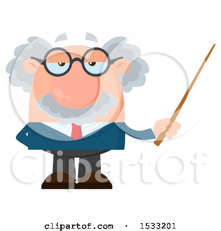 Clipart of a Male Science Professor Holding a Pointer Stick - Royalty Free Vector Illustration by Hit Toon