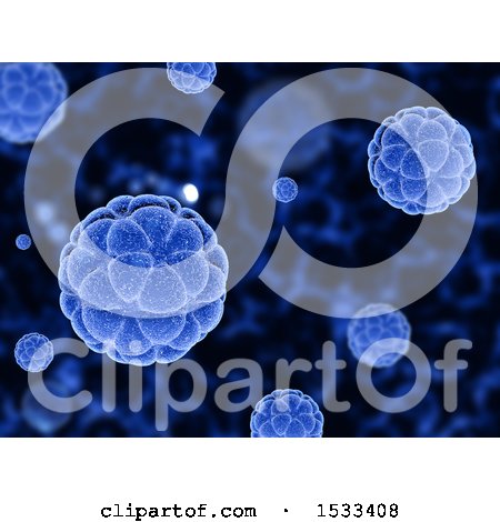 Clipart of a 3d Background of Blue Virus Cells - Royalty Free Illustration by KJ Pargeter