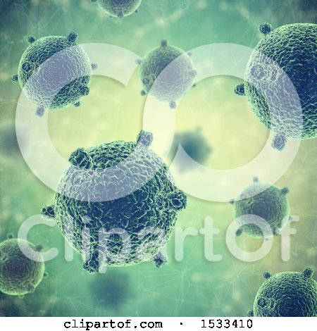 Clipart of a 3d Background of Virus Cells - Royalty Free Illustration by KJ Pargeter