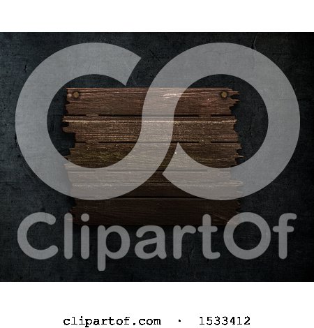 Clipart of a 3d Blank Wood Sign on Stone - Royalty Free Illustration by KJ Pargeter