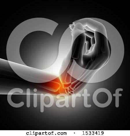 Clipart of a 3d Human Wrist Xray Shown in a Bent Position with Highlighted Joint - Royalty Free Illustration by KJ Pargeter