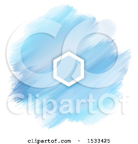 Clipart of a Blank Frame on a Watercolor Painting of Blue Strokes on White - Royalty Free Vector Illustration by KJ Pargeter