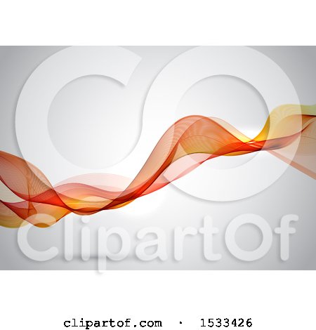 Clipart of a Flowing Orange Wave on a Gray Background - Royalty Free Vector Illustration by KJ Pargeter