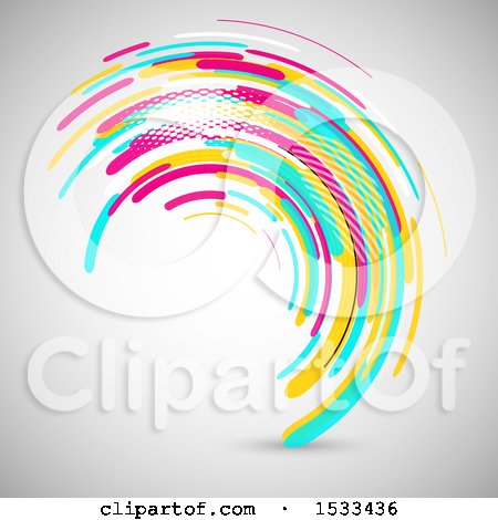 Clipart of a Retro Colorful Curve Design on Gray - Royalty Free Vector Illustration by KJ Pargeter