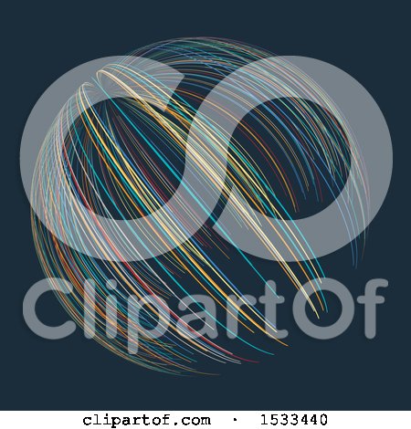 Clipart of a Sphere Made of Colorful Lines on Dark Blue - Royalty Free Vector Illustration by KJ Pargeter