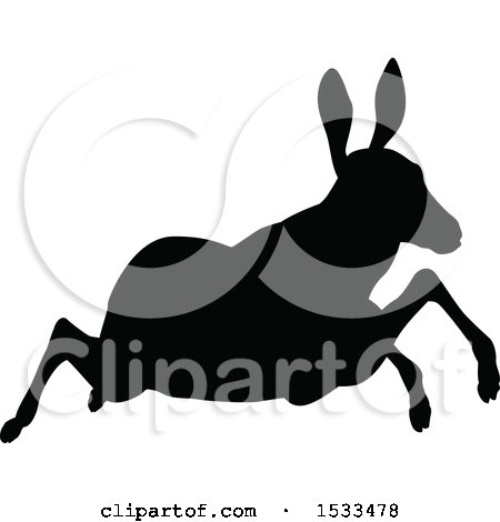 Clipart of a Black Silhouetted Deer Fawn - Royalty Free Vector Illustration by AtStockIllustration