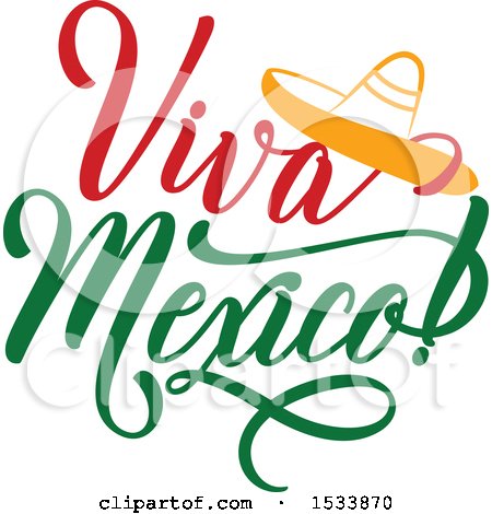 Clipart of a Cindo De Mayo Viva Mexico Design with a Sombrero - Royalty Free Vector Illustration by Vector Tradition SM