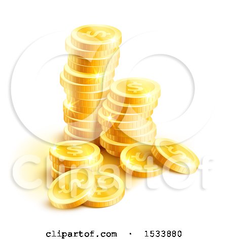 Clipart of a Stack of 3d Gold Dollar Coins - Royalty Free Vector Illustration by Vector Tradition SM