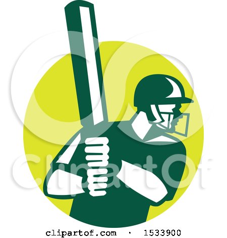Clipart of a Retro Cricket Batsman in a Circle - Royalty Free Vector Illustration by patrimonio