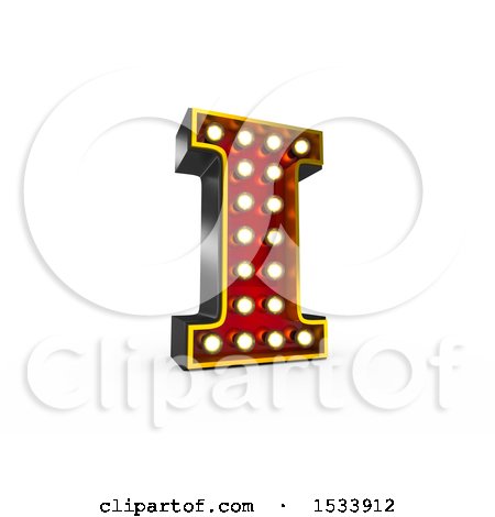 Clipart of a 3d Illuminated Theater Styled Vintage Letter I, on a White Background - Royalty Free Illustration by stockillustrations