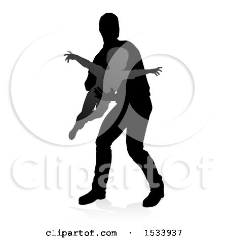 Clipart of a Silhouetted Father Lifting His Son As if He Can Fly, with a Shadow on a White Background - Royalty Free Vector Illustration by AtStockIllustration