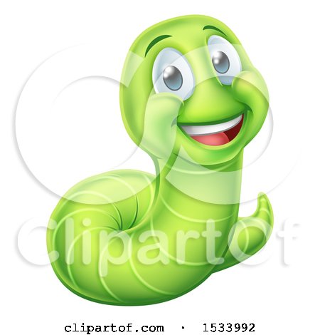 Clipart of a Happy Green Worm - Royalty Free Vector Illustration by AtStockIllustration