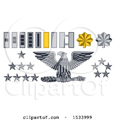 Clipart of Military American Army Officer Rank Badges - Royalty Free Vector Illustration by AtStockIllustration