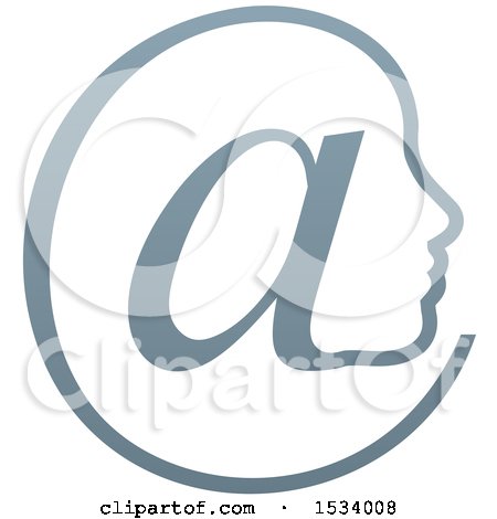 Clipart of a Gradient Profiled Face in an Email Arobase at Symbol - Royalty Free Vector Illustration by AtStockIllustration