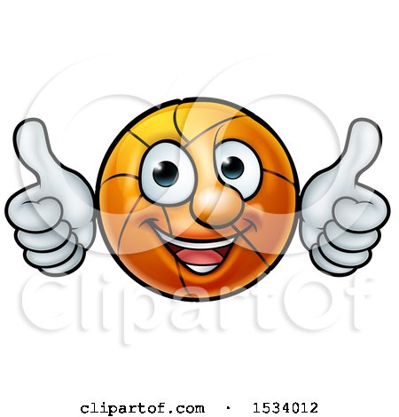 Clipart of a Basketball Character Holding Two Thumbs up - Royalty Free Vector Illustration by AtStockIllustration