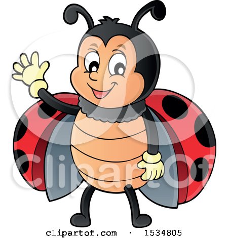 Clipart of a Ladybug Waving - Royalty Free Vector Illustration by visekart