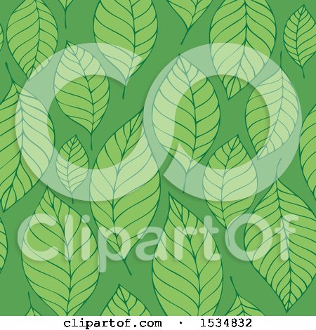 Clipart of a Green Seamless Leaf Pattern Background - Royalty Free Vector Illustration by visekart