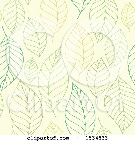 Clipart of a Green Seamless Leaf Pattern Background - Royalty Free Vector Illustration by visekart