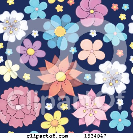 Clipart of a Seamless Flower Background - Royalty Free Vector Illustration by visekart