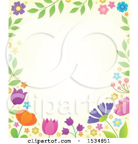 Clipart of a Spring Flower Border - Royalty Free Vector Illustration by visekart