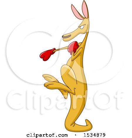 Clipart of a Cartoon Rabbit Boxer Punching - Royalty Free Vector Illustration by yayayoyo